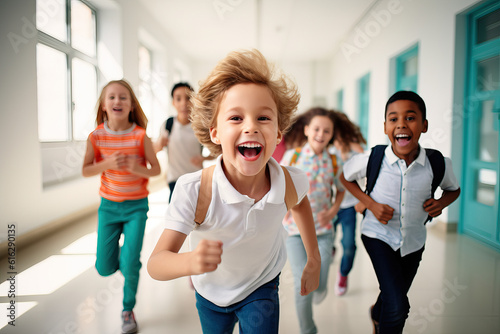 Obraz na plátně kids running school ai generated