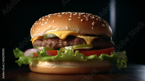 american hamburger with isolated background generative ai