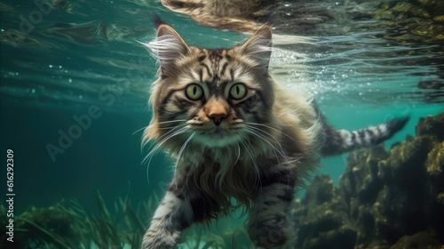 cat in the water