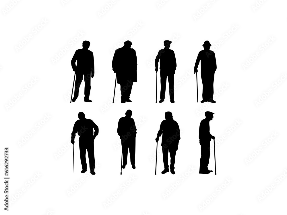 Old Man Silhouette Vector Images Stock Vector | Adobe Stock