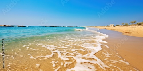 Closeup sea sand beach Panoramic beach landscape