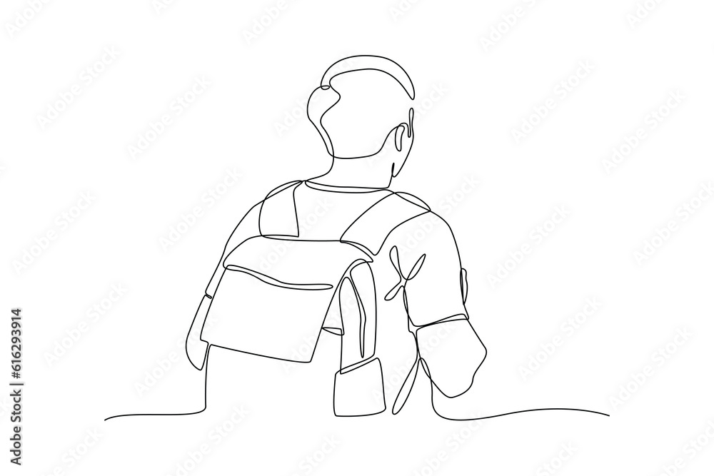 Continuous one line drawing off to university concept. Single line draw design vector graphic illustration. Continuous one line drawing off to university concept. Single line draw design vector graphic illustration.
