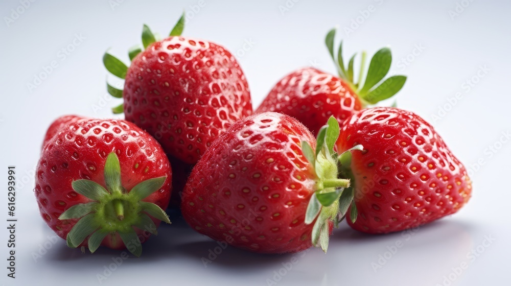 Strawberry on the white background. Created with Generative AI technology.