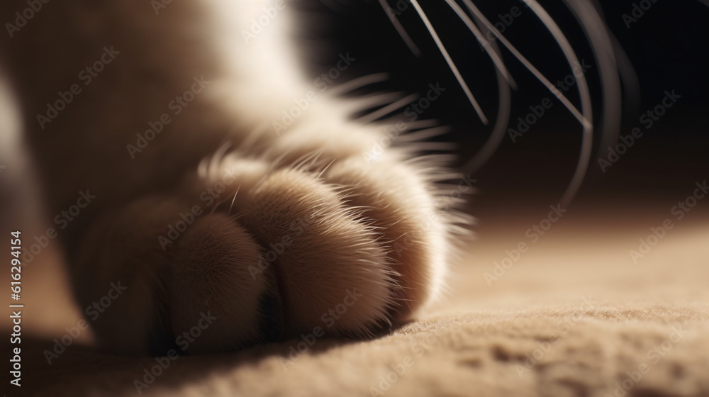 detail shot of cats paw generative ai