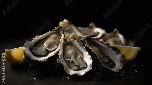 oysters with black background generative ai