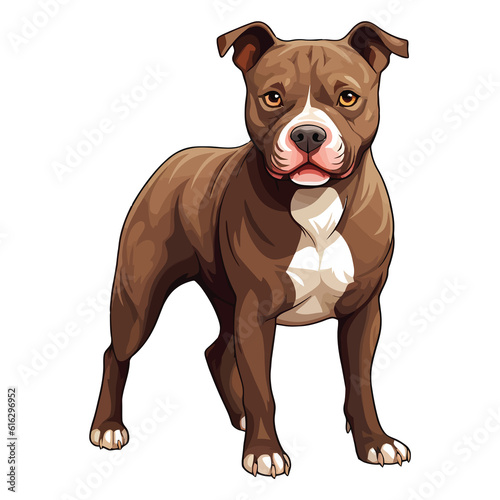 Playful and Affectionate  Captivating 2D Illustration of an Adorable American Pit Bull Terrier