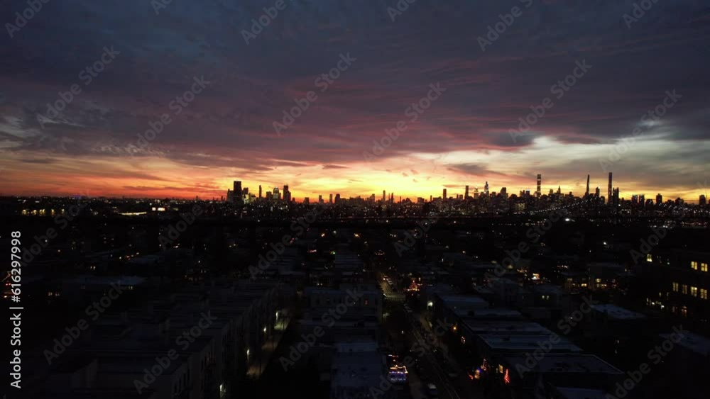 Sunset Aerial Drone Footage NYC New York City Twilight Golden Hour River 4K