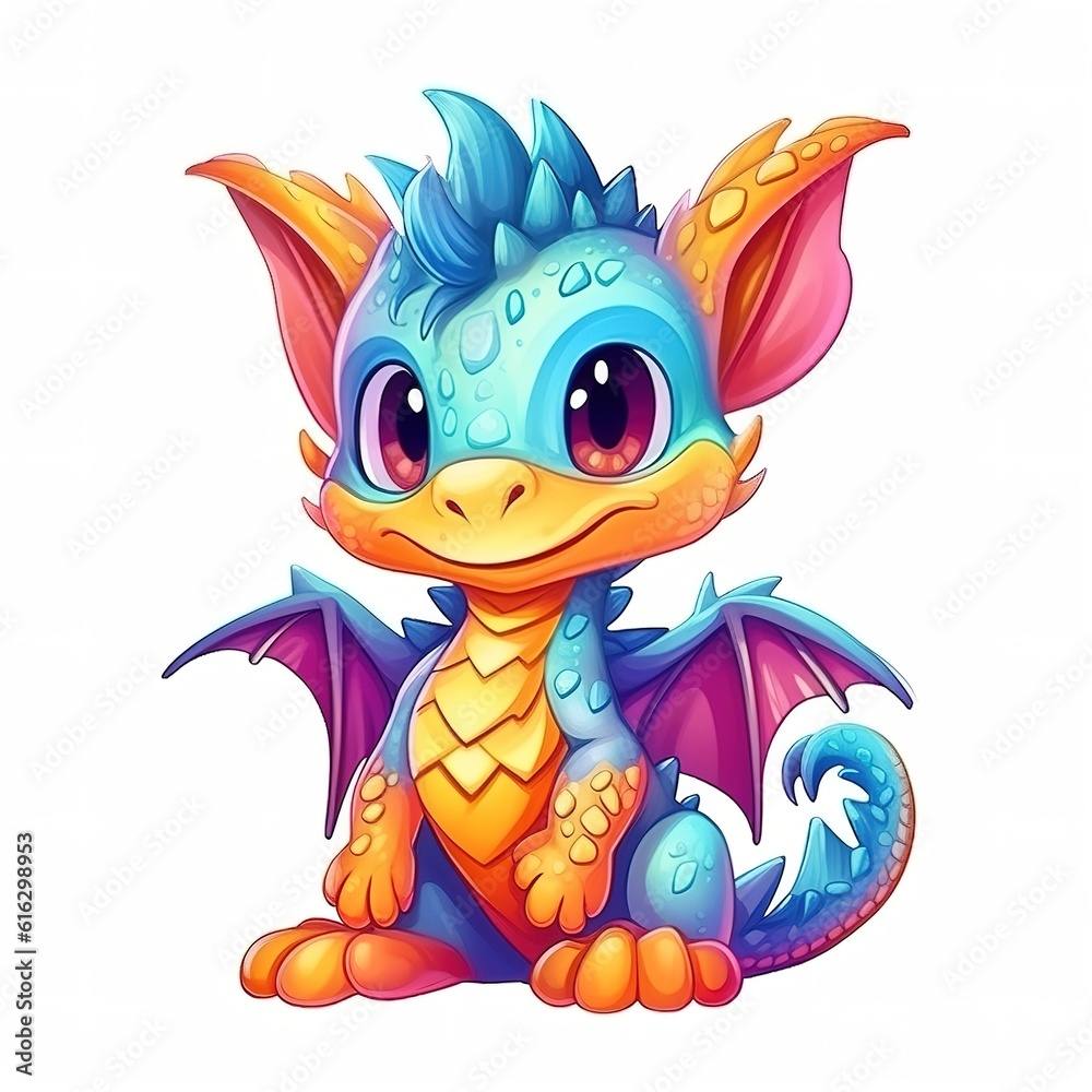 cute colorful dragon isolated on a white background