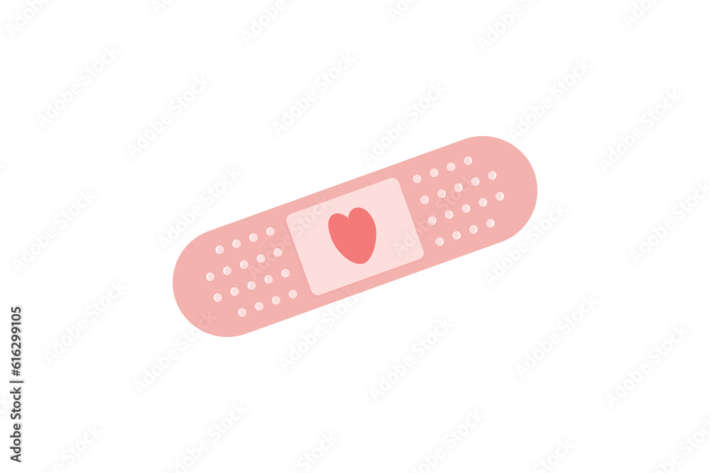 Adhesive plaster with heart, injury tape plaster for blood donor concept Adhesive plaster with heart, injury tape plaster for blood donor concept