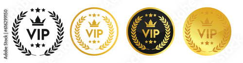 Vip icon set in trendy style,Gold VIP vector sign. Premium and Luxury VIP badge