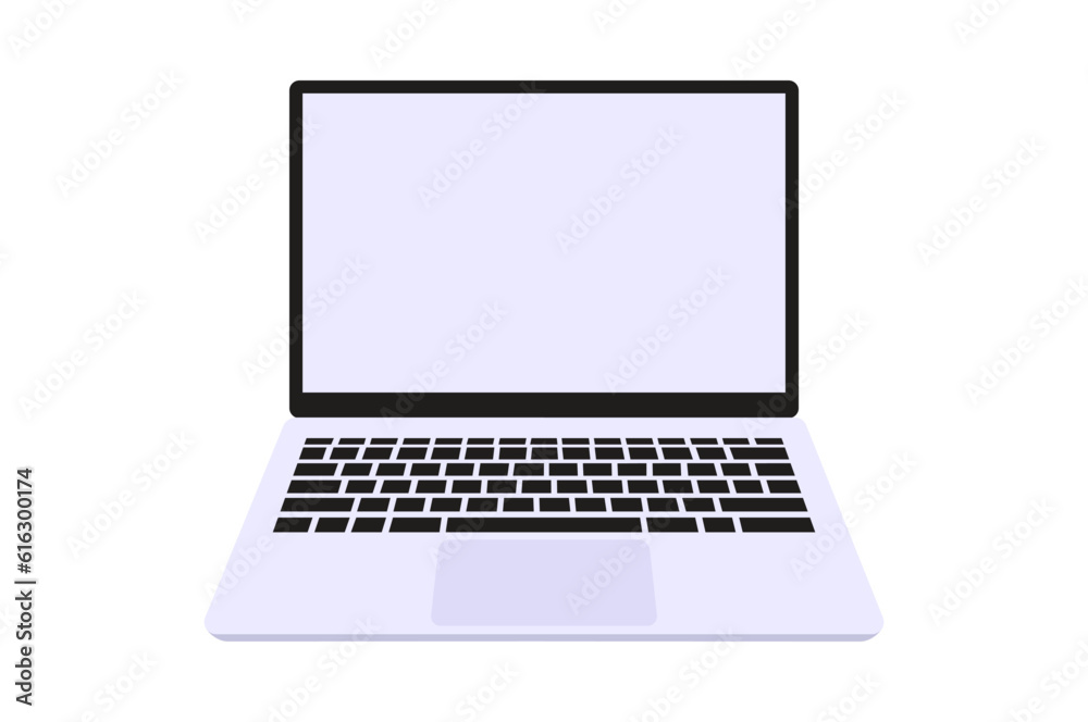 Laptop with blank screen isolated on white background, vector illustration, computer related design, gadgets