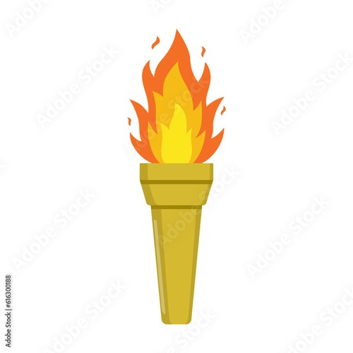 Vector illustration of torch, icon design, isolated on white background, torch fire, flame