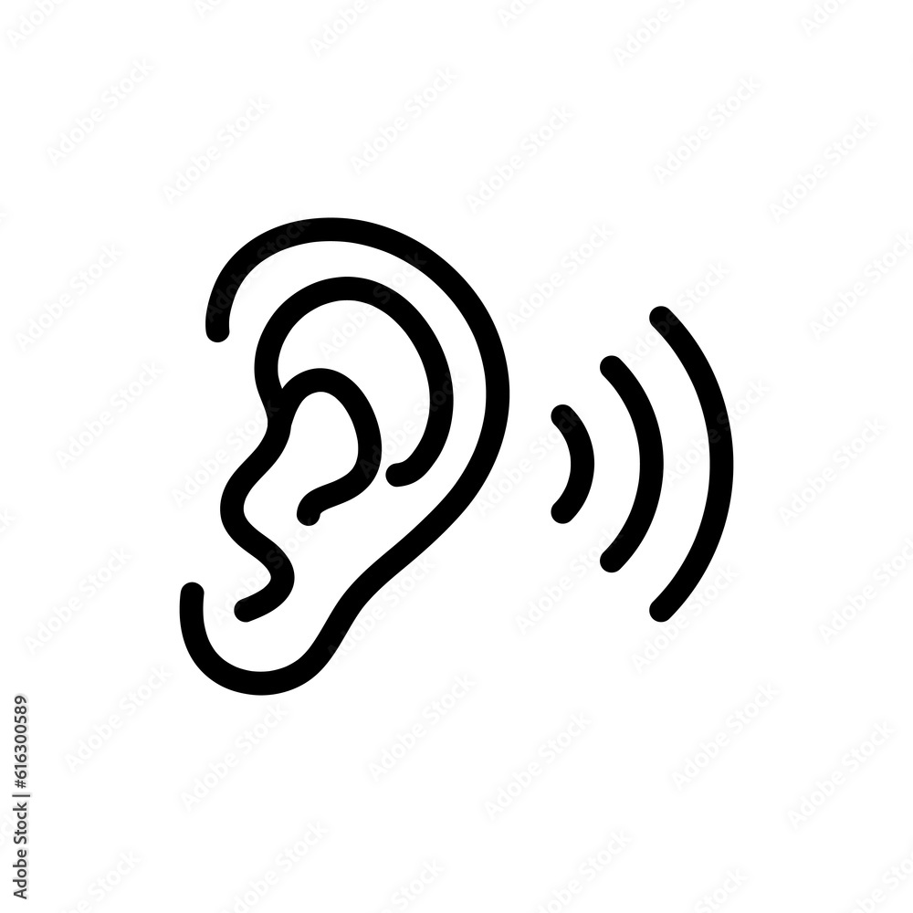 Ear vector icon, hearing symbol. Simple, flat design illustration on white background..eps Ear vector icon, hearing symbol. Simple, flat design illustration on white background..eps