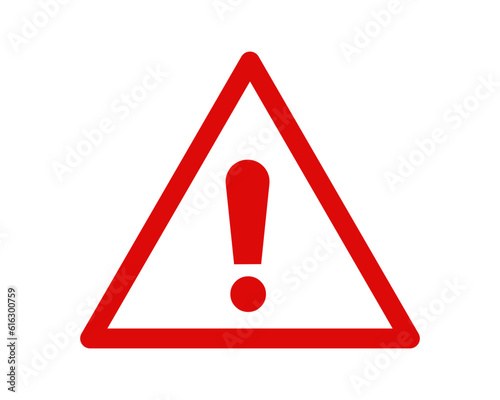 Coution, caution, danger, warning sign icon flat triangle design. Vector red illustration. photo