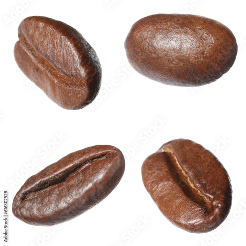 Aromatic roasted coffee beans isolated on white