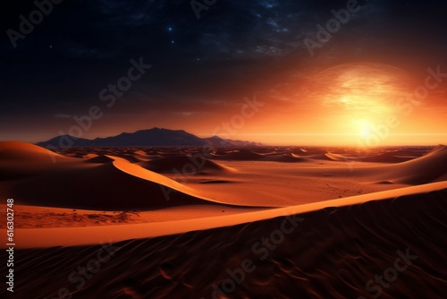 Night in the desert. Background with selective focus and copy space. AI generated  human enhanced