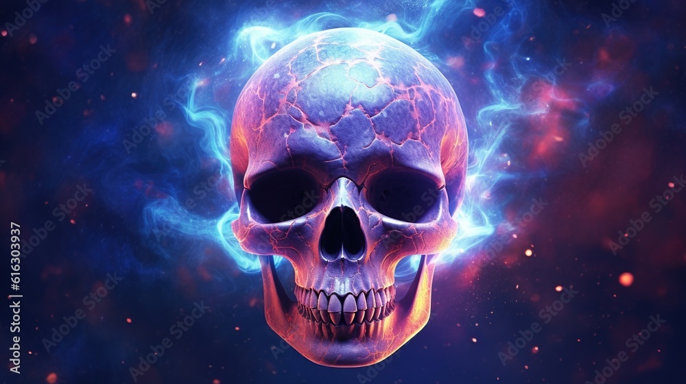 cosmic skull, digital art illustration cosmic skull, digital art illustration