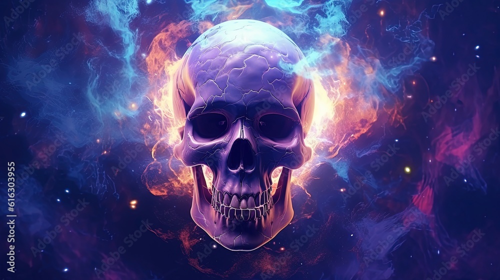 cosmic skull, digital art illustration cosmic skull, digital art illustration