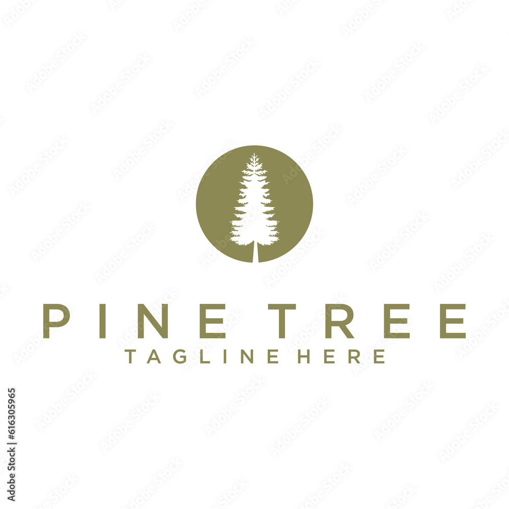 Pine Tree Simple Line Logo Template. Universal creative premium symbol. Vector illustration. Creative Minimal design template