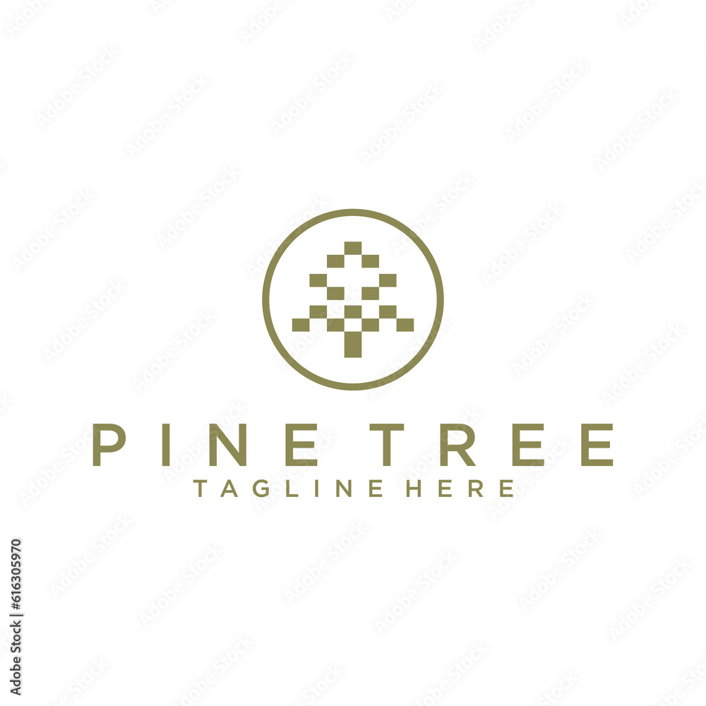Pine Tree Simple Line Logo Template. Universal creative premium symbol. Vector illustration. Creative Minimal design template Pine Tree Simple Line Logo Template. Universal creative premium symbol. Vector illustration. Creative Minimal design template