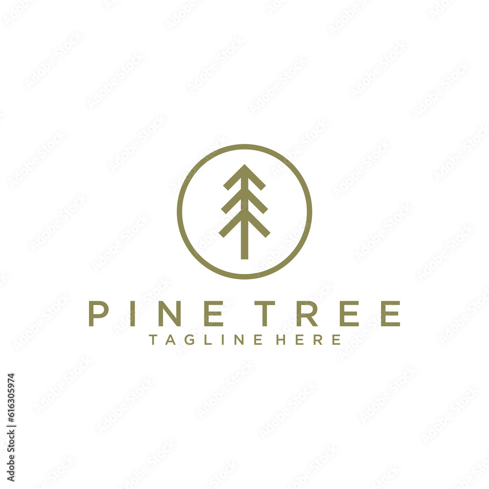 Pine Tree Simple Line Logo Template. Universal creative premium symbol. Vector illustration. Creative Minimal design template Pine Tree Simple Line Logo Template. Universal creative premium symbol. Vector illustration. Creative Minimal design template
