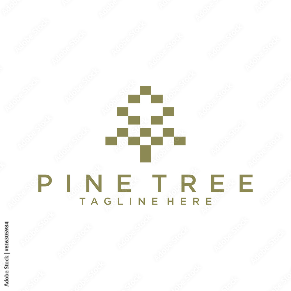 Pine Tree Simple Line Logo Template. Universal creative premium symbol. Vector illustration. Creative Minimal design template Pine Tree Simple Line Logo Template. Universal creative premium symbol. Vector illustration. Creative Minimal design template