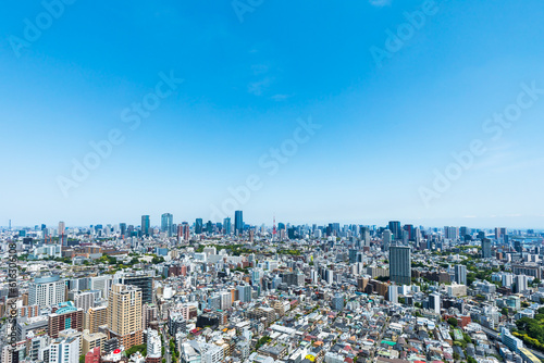 (東京都-都市風景)青空と東京都心の景観４