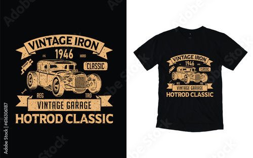 Vantage car t-shirt design, Classic car poster with typography. 