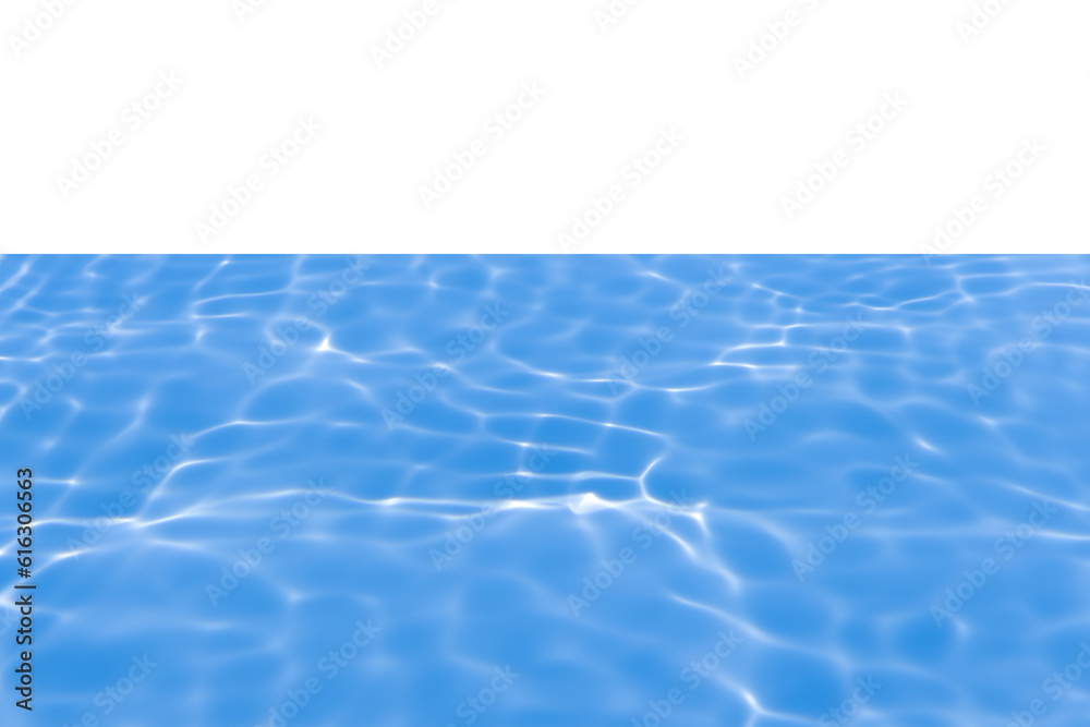 Fototapeta premium Blue water with ripples on the surface. Defocus blurred transparent blue colored clear calm water surface texture with splashes and bubbles. Water waves with shining pattern texture background.