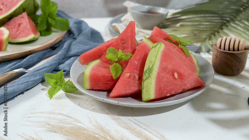 Fresh ripe sliced watermelon