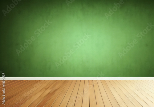 Empty Green Wall Room.Generative AI © parnupolt