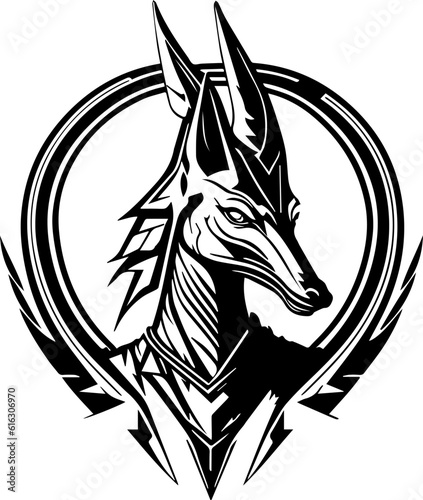 A dog emblem with a futuristic and simple style