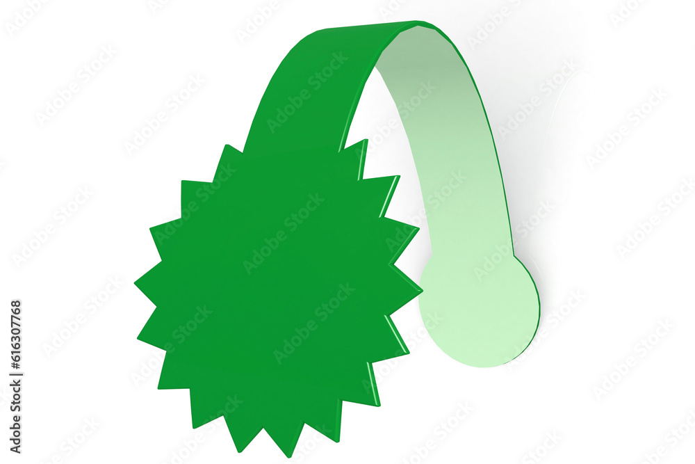 Green label with star shape isolated Green label with star shape isolated