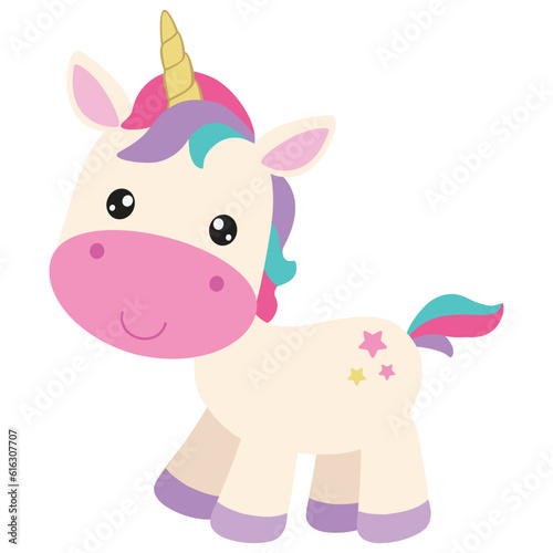 Cute unicorn vector cartoon illustration