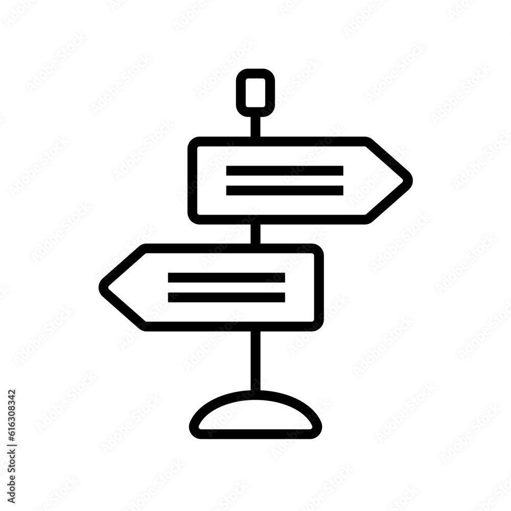 Sign Board Travel and tourism icon with black outline style. signpost, billboard, arrow, traffic, way, street, guide. Vector illustration Sign Board Travel and tourism icon with black outline style. signpost, billboard, arrow, traffic, way, street, guide. Vector illustration