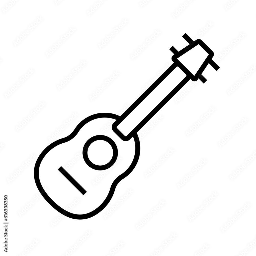 Ukulele Travel and tourism icon with black outline style. guitar, music, instrument, acoustic, sound, play, classical. Vector illustration Ukulele Travel and tourism icon with black outline style. guitar, music, instrument, acoustic, sound, play, classical. Vector illustration