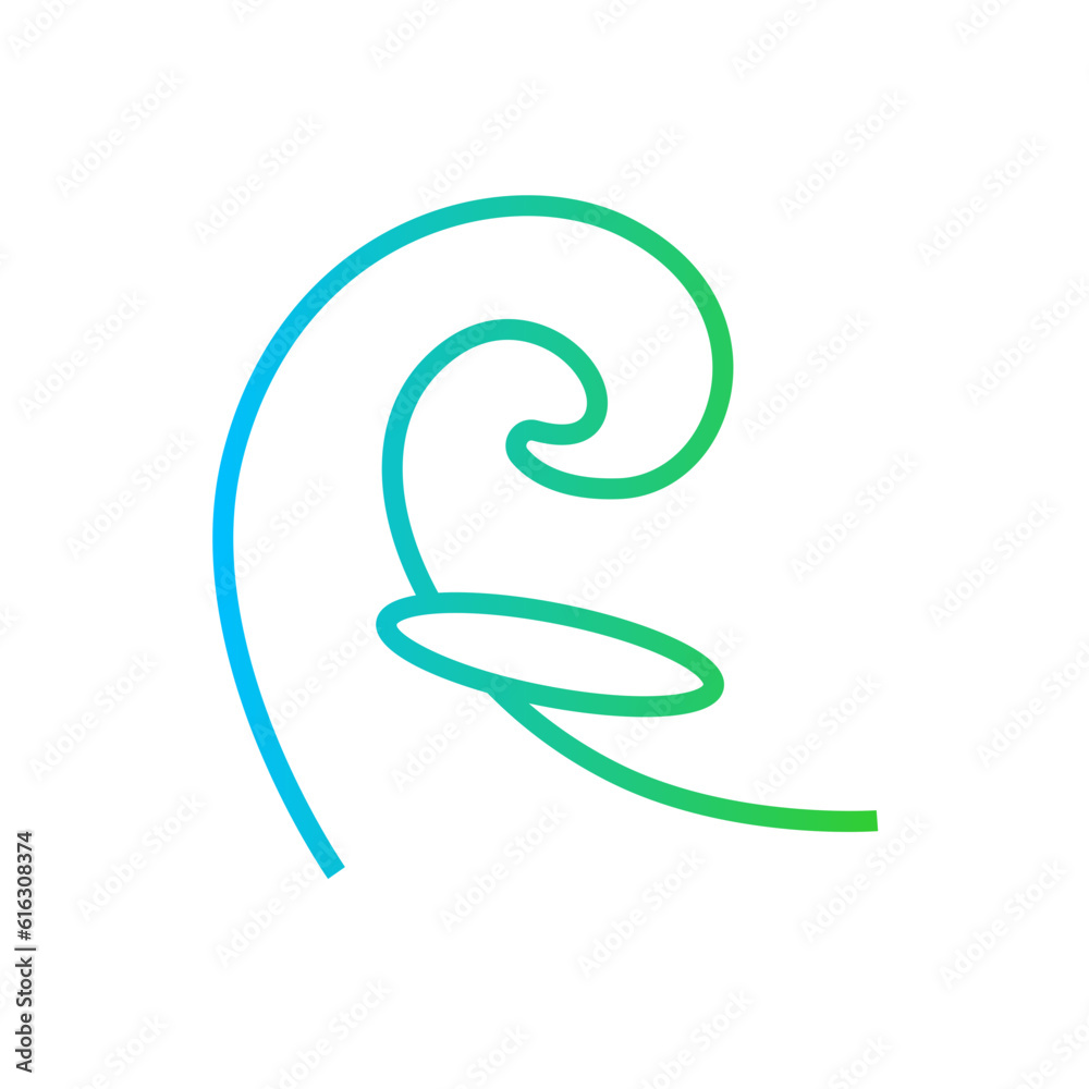 Surfing Travel and tourism icon with green and blue gradient outline style. sea, beach, water, surfboard, ocean, sport, swim. Vector illustration Surfing Travel and tourism icon with green and blue gradient outline style. sea, beach, water, surfboard, ocean, sport, swim. Vector illustration