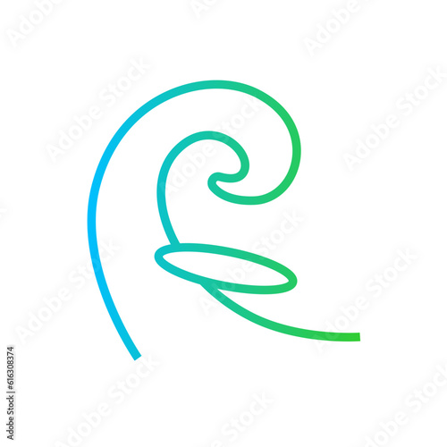 Fototapeta Naklejka Na Ścianę i Meble -  Surfing Travel and tourism icon with green and blue gradient outline style. sea, beach, water, surfboard, ocean, sport, swim. Vector illustration