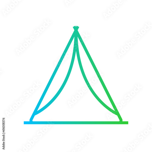 Tent Travel and tourism icon with green and blue gradient outline style. vacation, summer, outdoor, camp, house, adventure, activity. Vector illustration