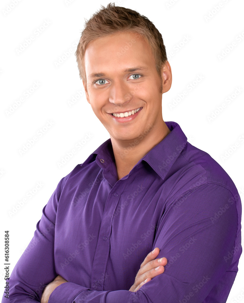 Causually dressed male with his arms crossed Causually dressed male with his arms crossed