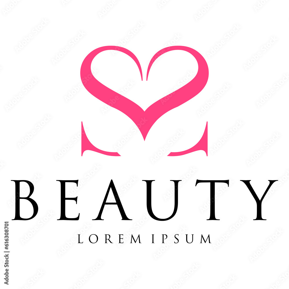 Letter SS with Love Heart Symbol Beauty Logo. S fashion logo design. Letter SS with Love Heart Symbol Beauty Logo. S fashion logo design.