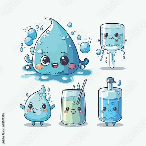 vector cute water cartoon style
