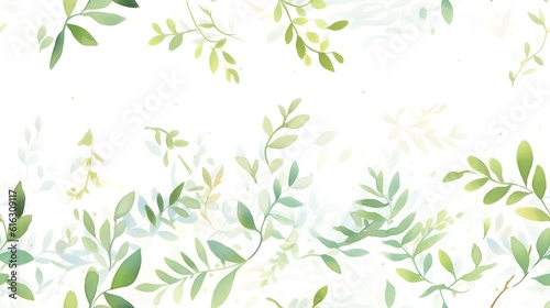 Green leaf watercolor painting pattern with white background. Infinite repeat. Making For card invitation  wide web banner  header website  banner  poster  presentation  poster  leaflet and many more