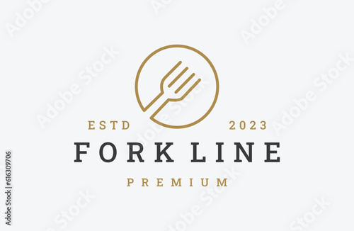 Fork logo vector icon illustration hipster vintage retro .