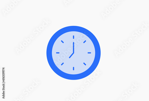 Geometric clock illustration in flat style design. Vector illustration and icon. 