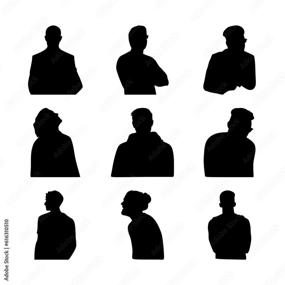 black silhouette flat human with pose black silhouette flat human with pose