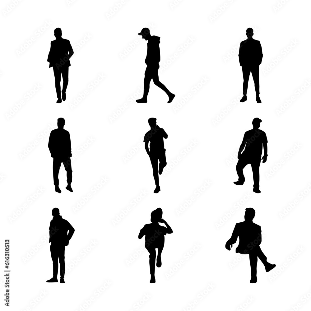 black silhouette flat human with pose
