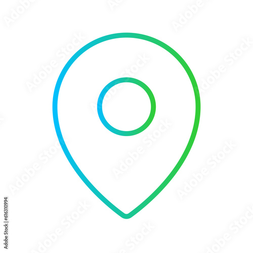 Location E Commerce icon with green and blue gradient outline style. pin, pointer, button, gps, navigation, place, direction. Vector illustration