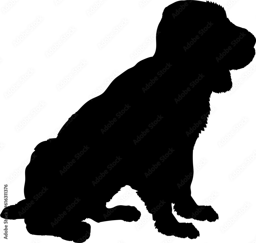 English Spaniels sitting Dog puppies silhouette. Baby dog silhouette Puppy breeds 