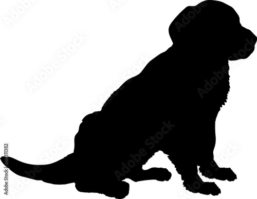 Labrodore is sitting Dog puppies silhouette. Baby dog silhouette Puppy breeds 